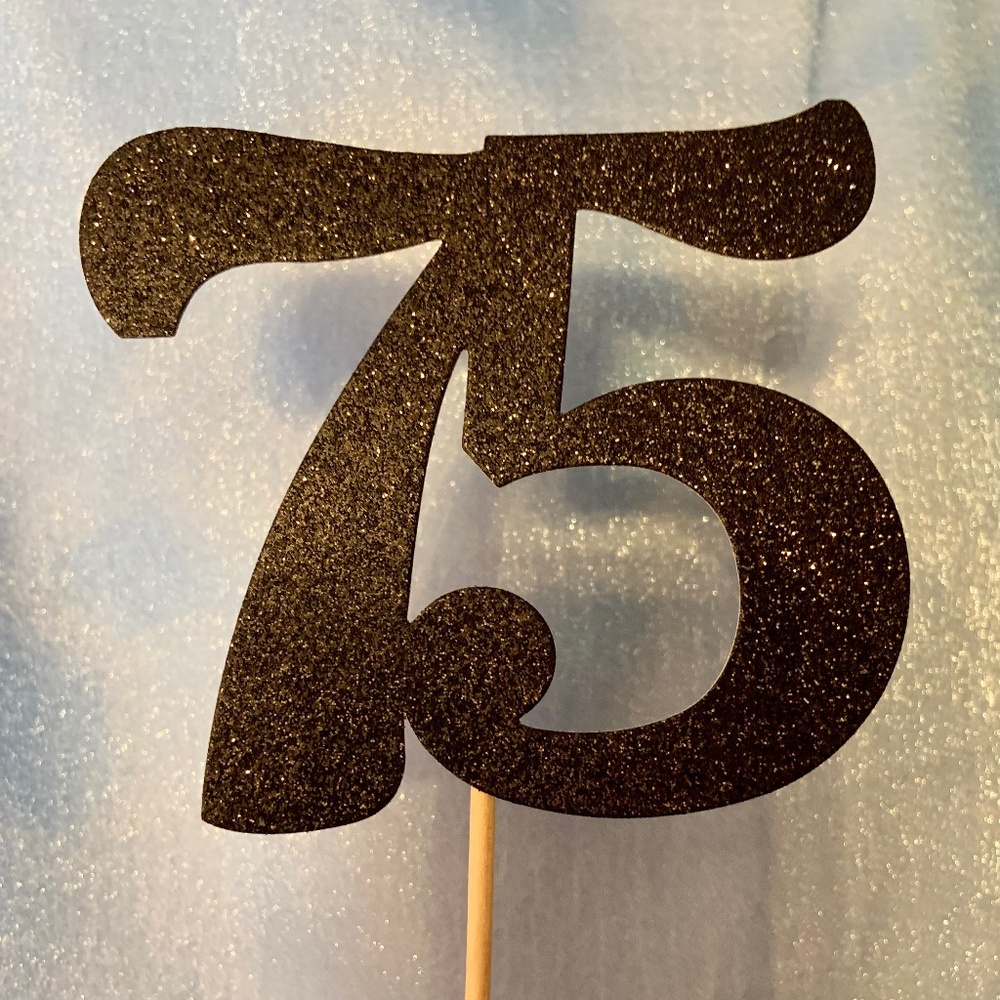 75 Party Decorations Black - 75th Birthday Centerpiece Sticks